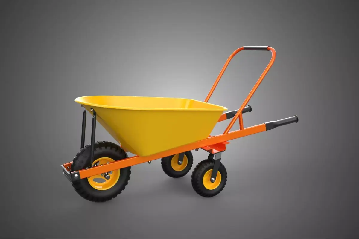 THREE CASTER WHEEL TIRE WHEELBARROW PUSH TIP STURDY BARROW 3 KIT 3D model