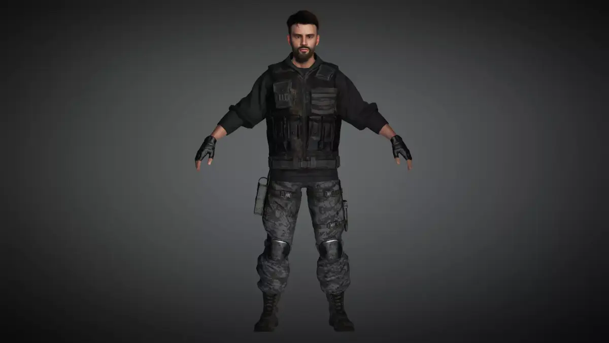 AAA Military Male Character 03 Low-poly 3D model