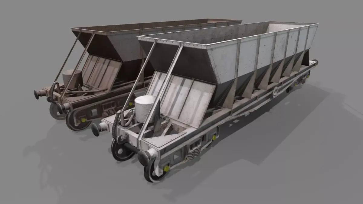 Double bogie hopper Low-poly 3D model