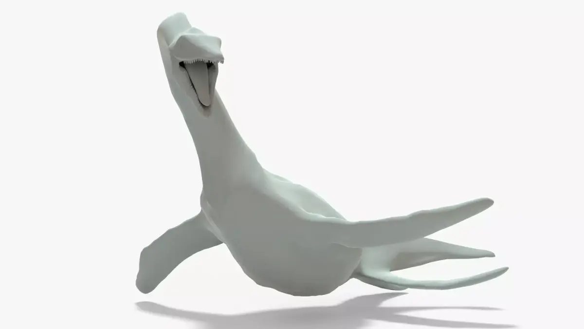 Elasmosaurus Rigged Basemesh Low-poly 3D model