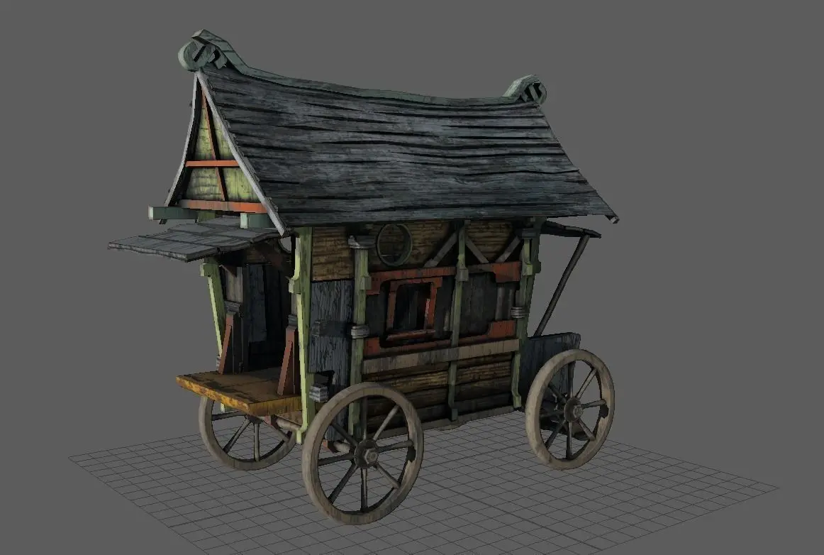 Fancy Medieval Caravan Low-poly 3D model