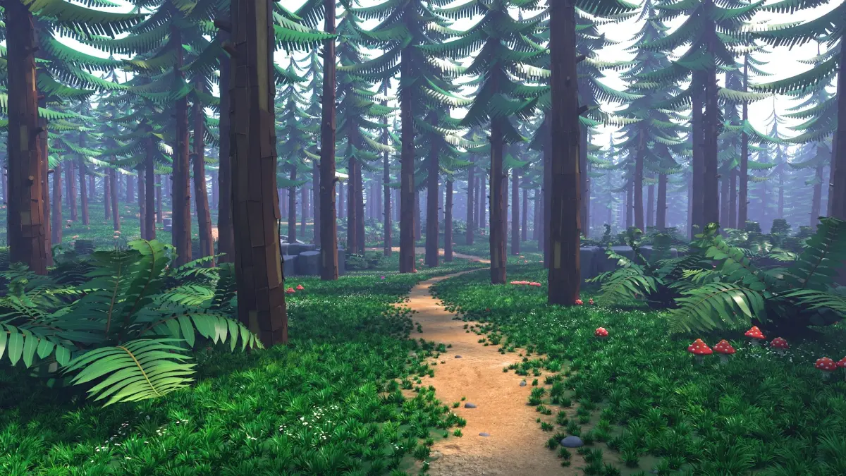 Cartoon Forest Scene 3D model get