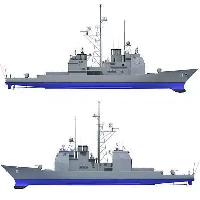 Blue USS Port Royal Missile Cruiser 3D model