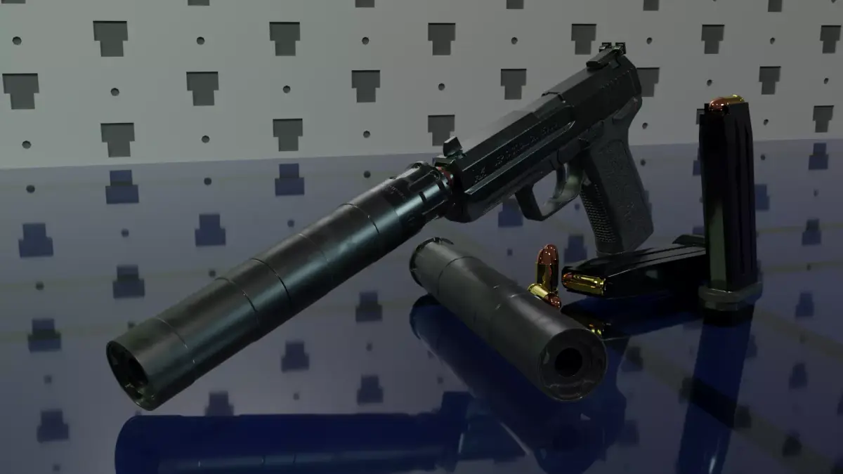 Rugged Supressor Silencer Obsidian 45 ACP Low-poly 3D model