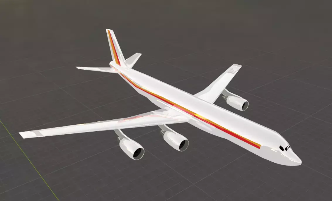 Fictional Quad Engine Modernized 1950s Jetliner DC-8-72 Inspired Low-poly 3D model