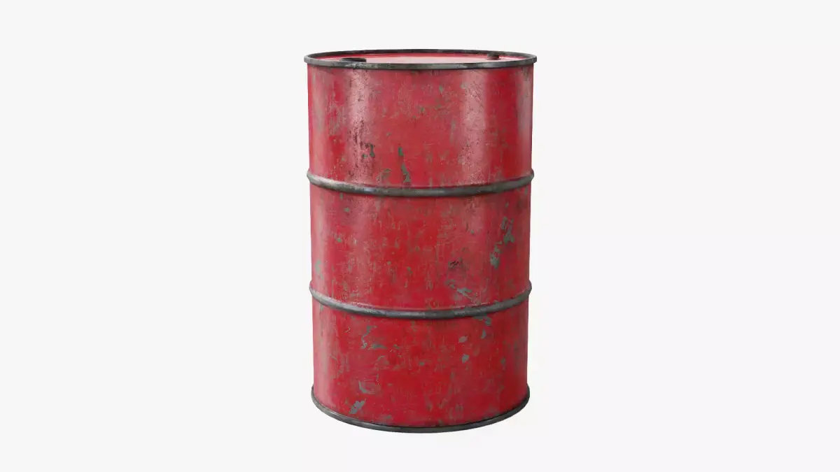 Steel Barrel - Red - Dirty 3D model