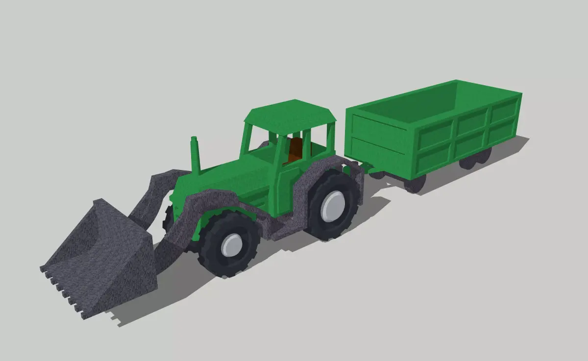 Farm Countryside Equipment Trailer Bulldozer by Outland Models Low-poly 3D model