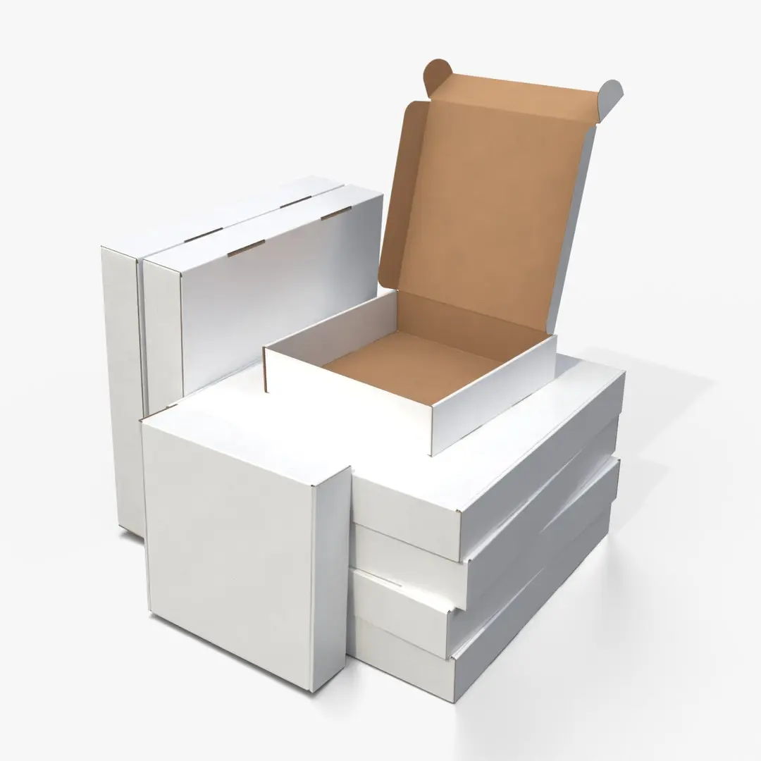 Mailer Boxes - White Low Profile Set 3D model