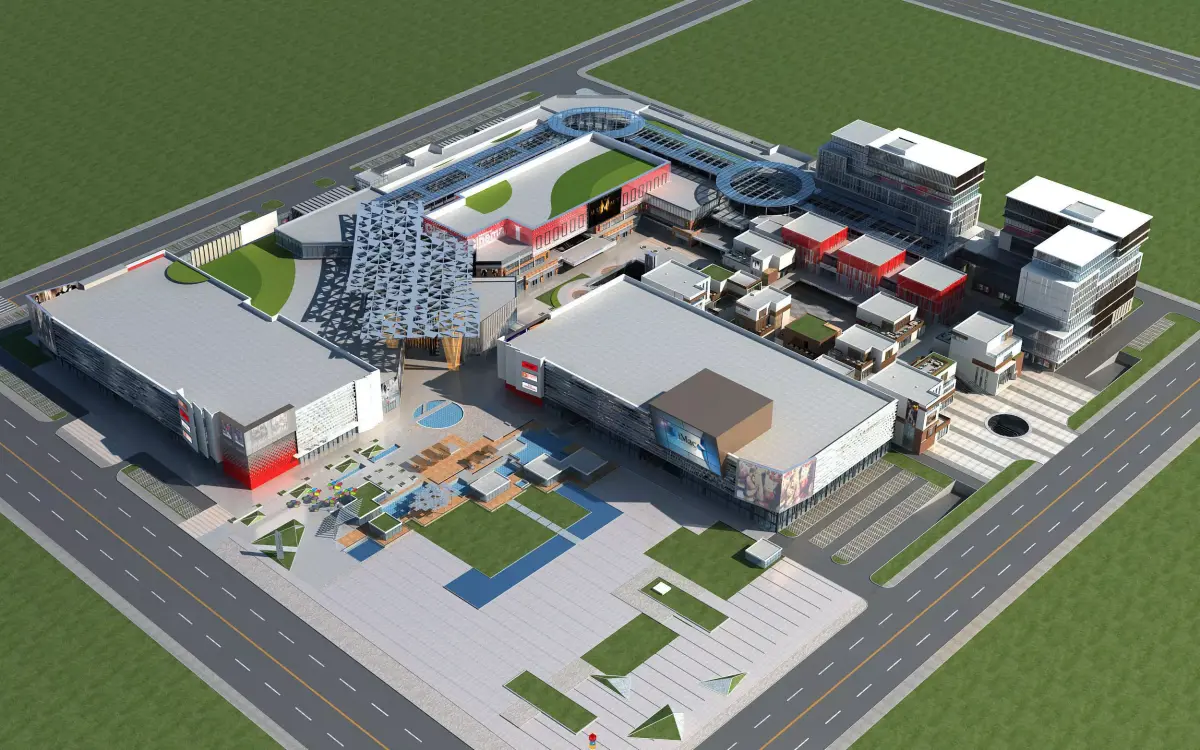 Architecture shopping mall in middle of city 3D model purchase