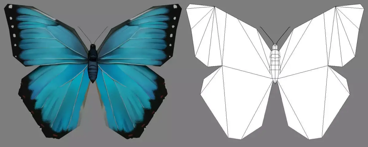 Low-Poly Hand-Painted Morpho Butterfly Low-poly 3D model