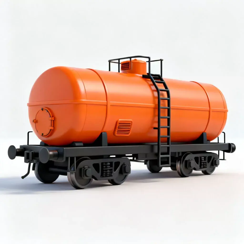 Stylized Cartoon Toy Tanker Orange Train 3d model Low-poly 3D model