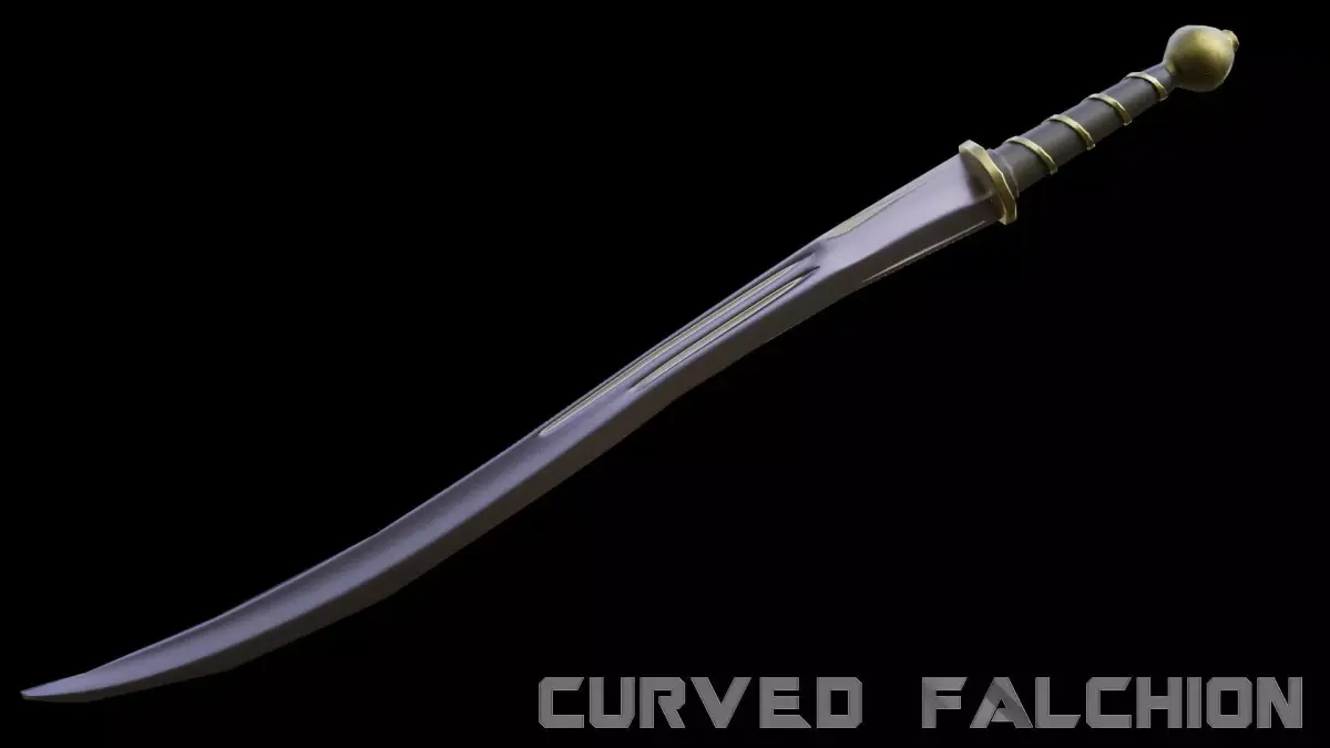 Curved Falchion Blade Low-poly 3D model