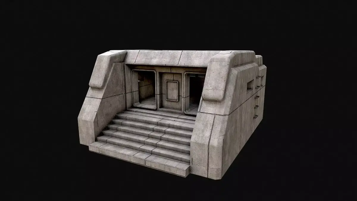 Military Concrete Bunker Base 6 Low-poly 3D model
