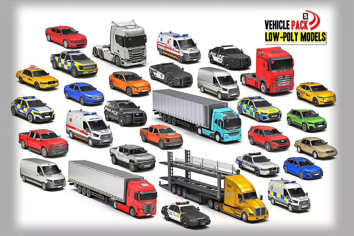 Vehicle-Pack-3 Low-poly 3D model