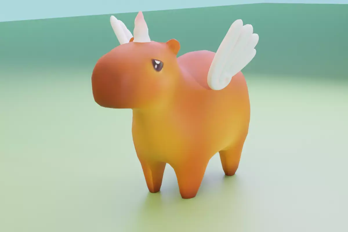 animated unicorn capybara Low-poly 3D model