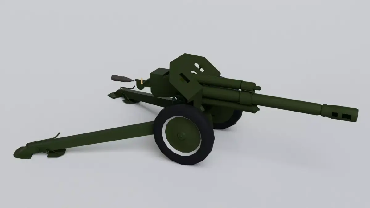 152mm D-1 Howitzer Military Missile Weapon - Game Ready Low-poly 3D model