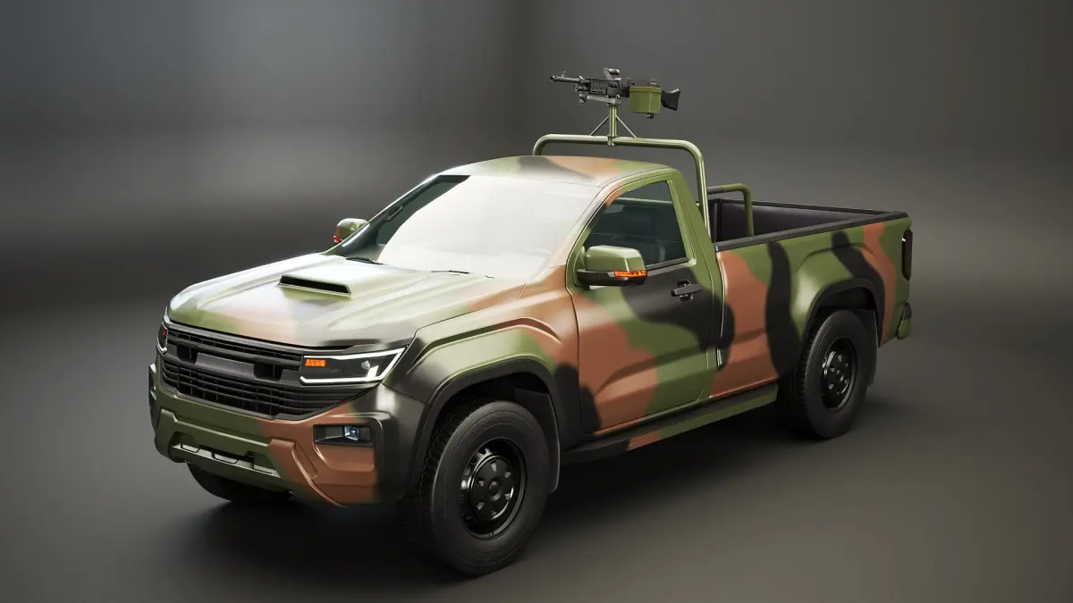 Generic Military Tactical Pickup with Machine Gun 3D model