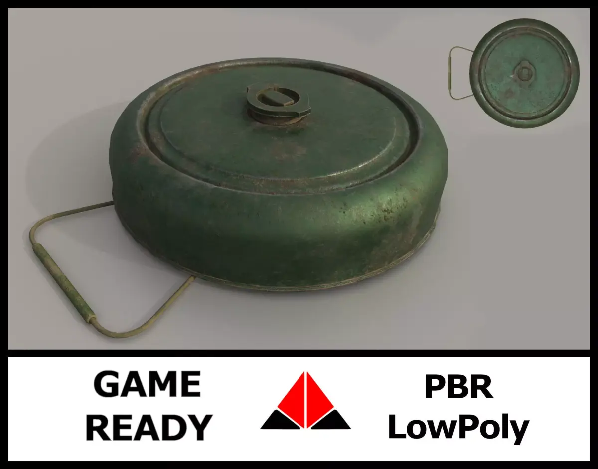 Landmine metal pot Low-poly 3D model