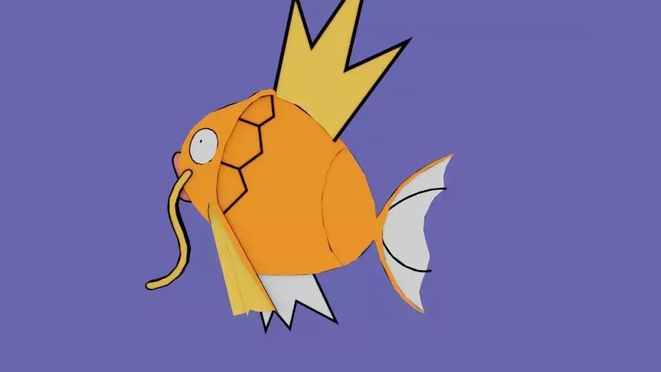 A relief pokemon goldfish King Low-poly 3D model