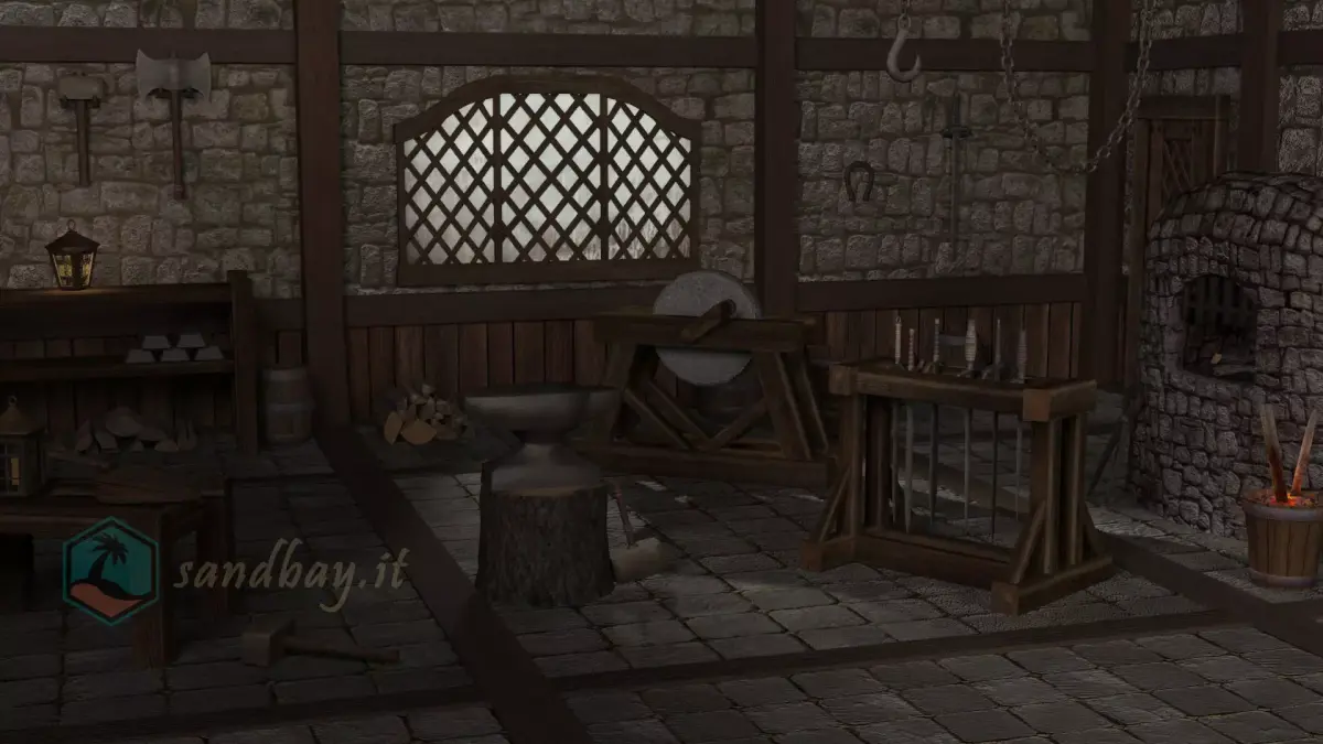 Blacksmith tools Low-poly 3D model purchase
