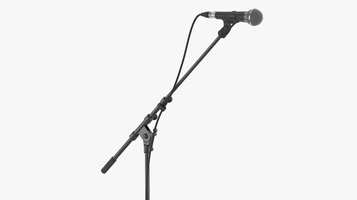 Microphone stand KM 2109 Shure Sm 58 with Clamp Shure A25D and Neutrik XLR cable 3D model