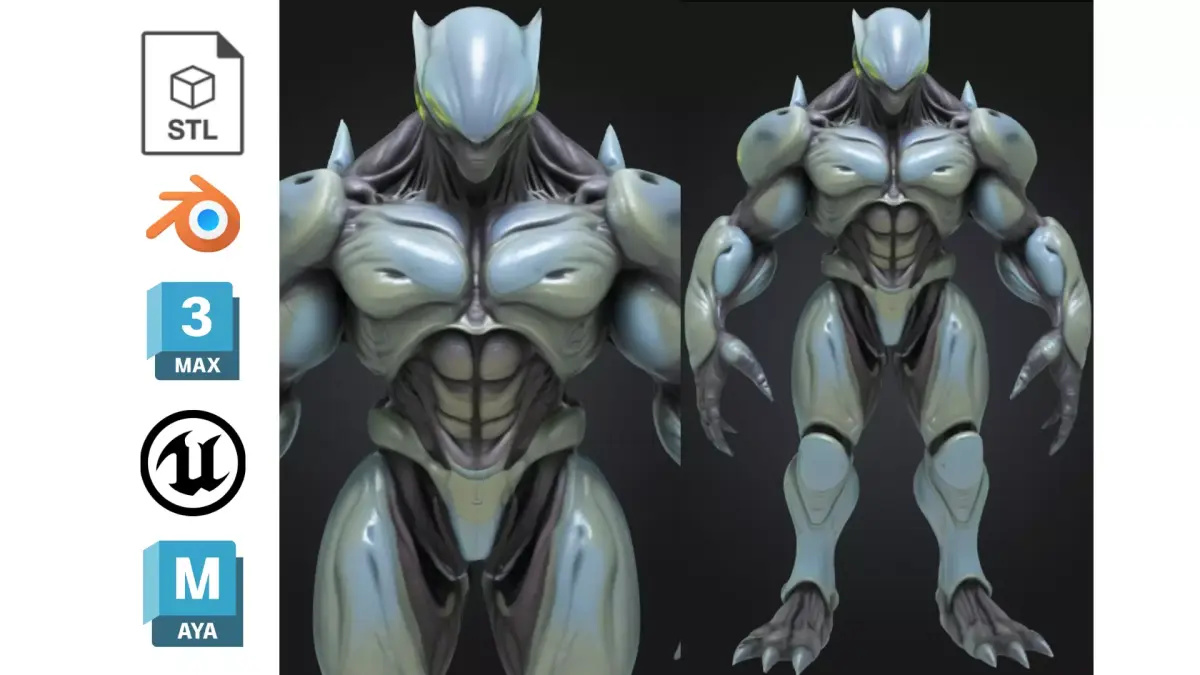 Stylized Alien Brute Armored Guardian Soldier Sci Fi Low-poly 3D model