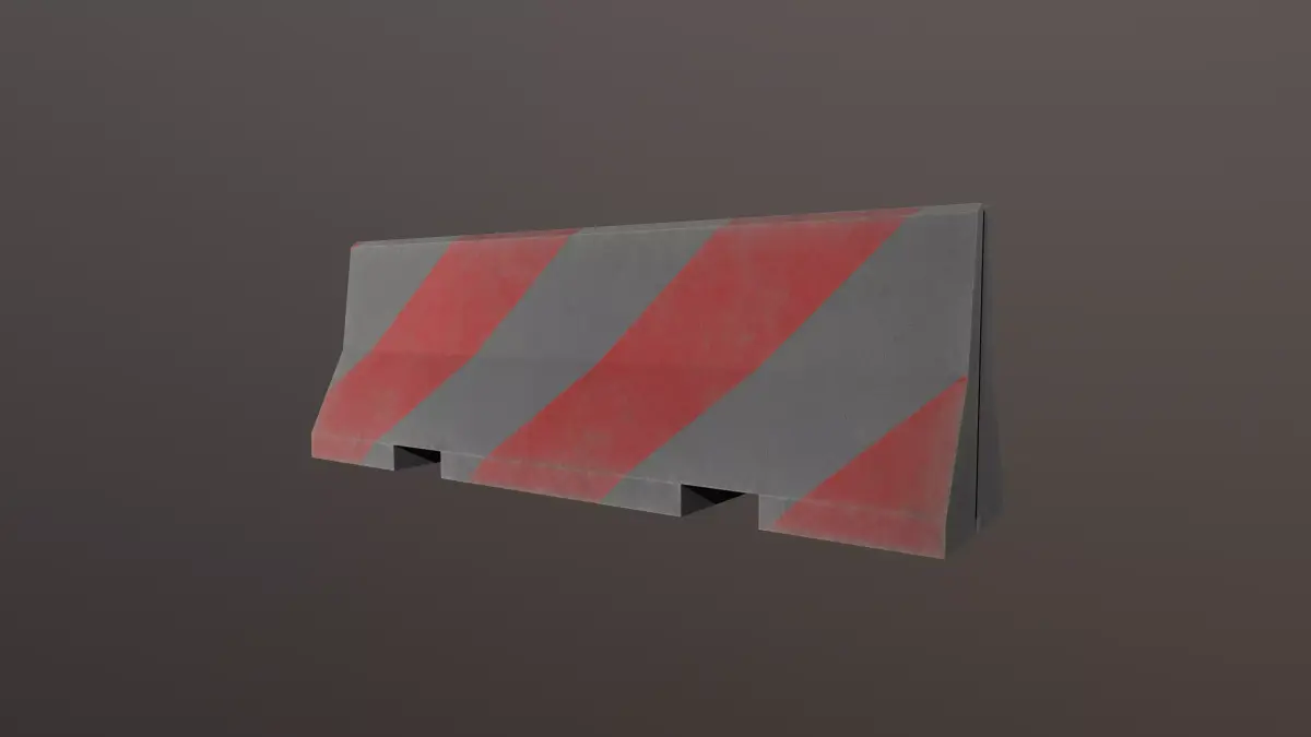 Concrete road barrier 3D low poly Low-poly 3D model