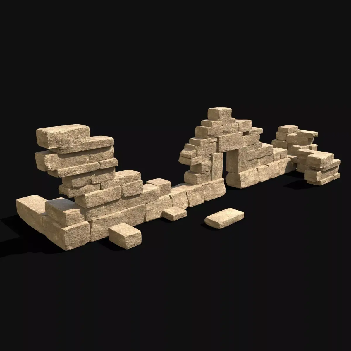 ARABIC DESERT RUINS EGYPTIAN SAND STONES DEBRIS Low-poly 3D model