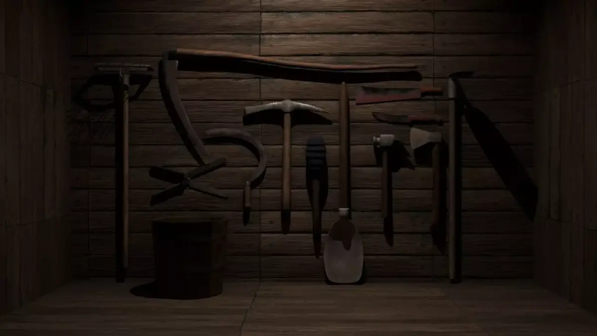Horror farm tools asset Low-poly 3D model