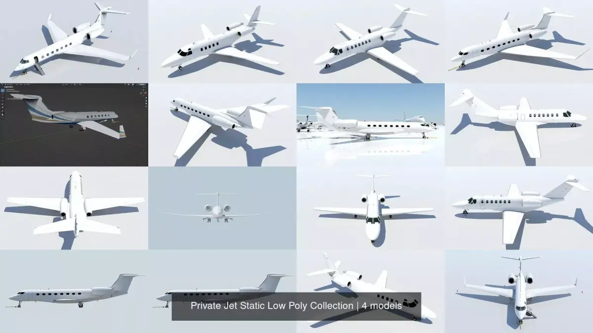 Private Jet Static Low Poly Collection 