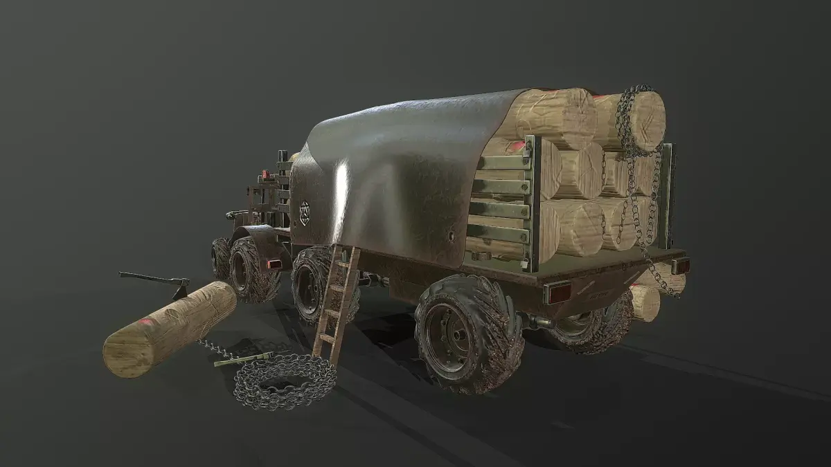 Forest Tractor Low-poly 3D model