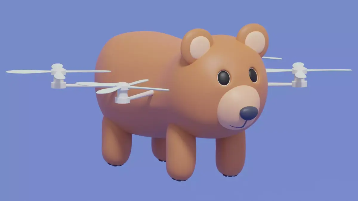 Cartoon Cute Bear Animal Drone 3D model