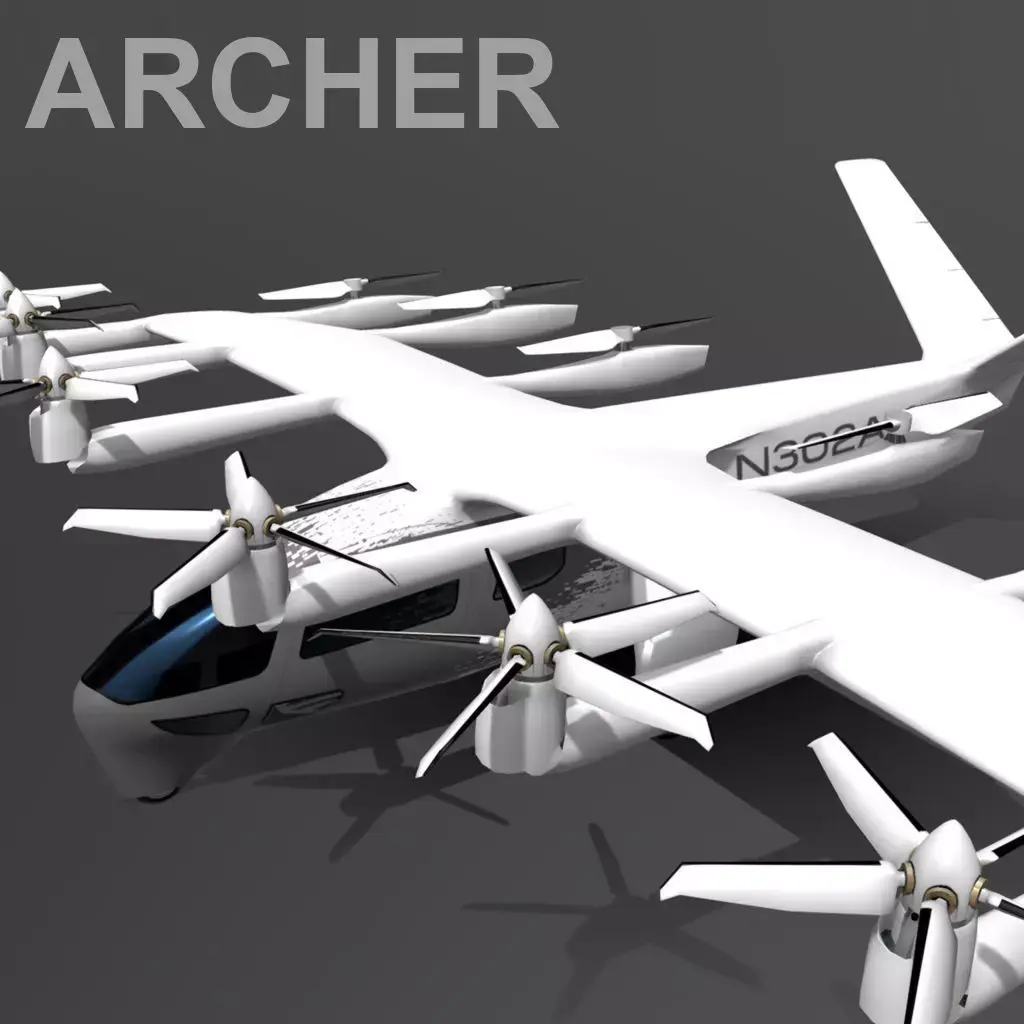 Archer EVTOL 2 Livery Low-poly 3D model