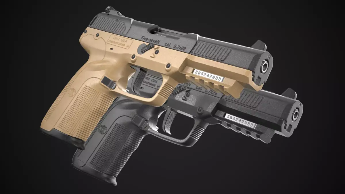 Fn Five-SeveN FDE Black Game Ready Low-poly 3D model