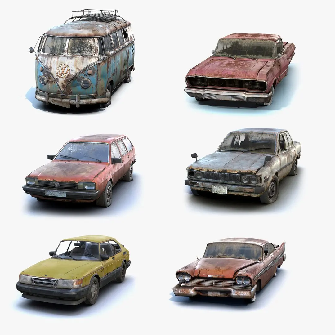 Rusty Retro Cars Collection 3D model