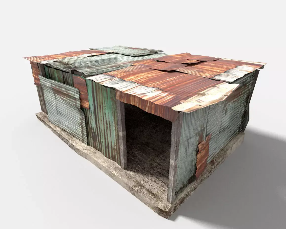 metal plates hut Low-poly 3D model