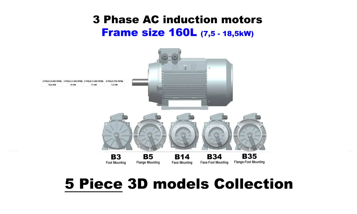 3 Phase AC induction motors - Frame size 160L 3D model