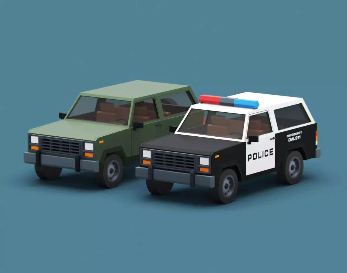 Stylized Cartoon SUV Police Car Low-poly 3D model