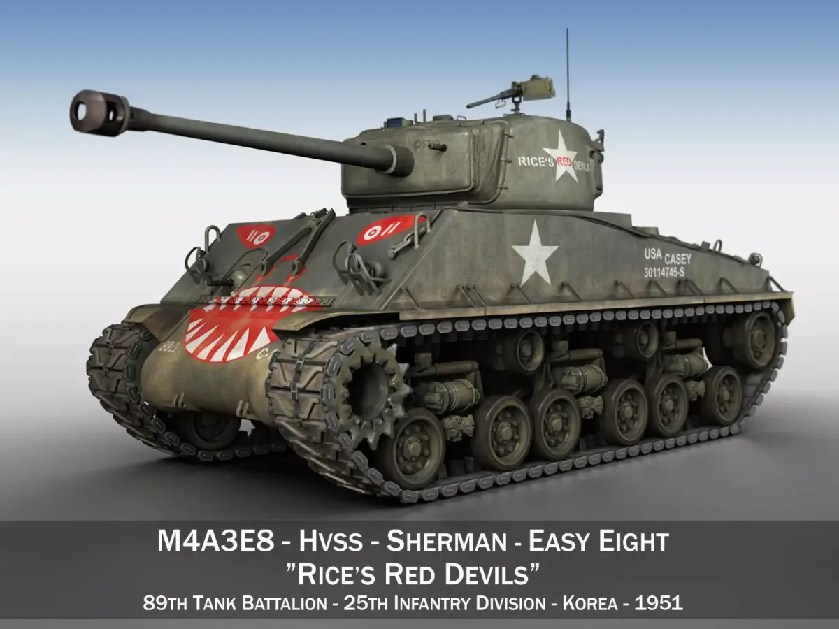 M4A3E8 Sherman - Easy Eight - Rice Red Devils  3D model
