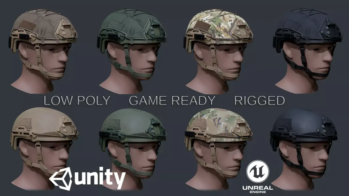 ATE Ballistic helmet Low-poly 3D model