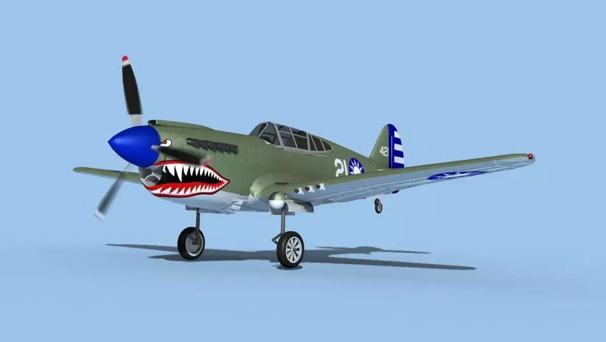 Curtiss P-40F Tomahawk V14 China 3D model