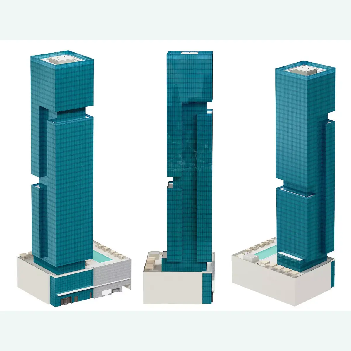 The First Hotel glass skyscraper at Jumeirah Village Circle 3D model