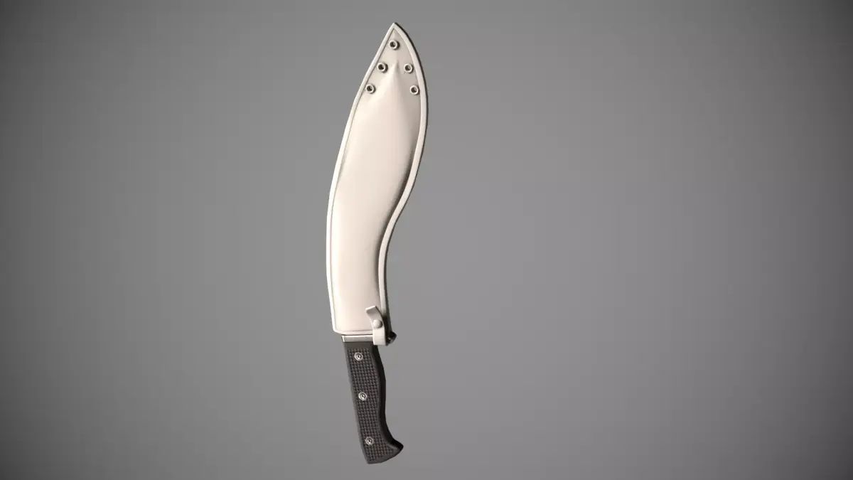 Knife Sawback Kukri with Sheath Low-poly 3D model