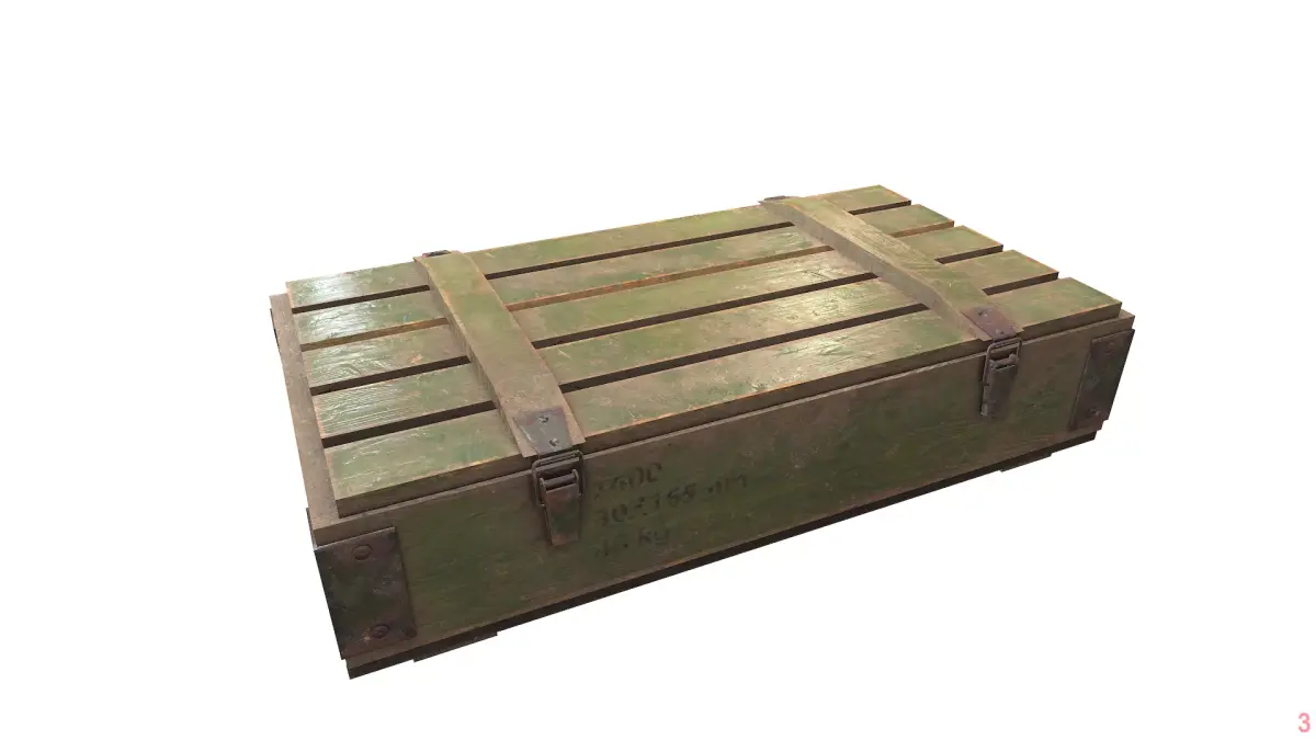 Wooden military ammo box case da1  Low-poly 3D model