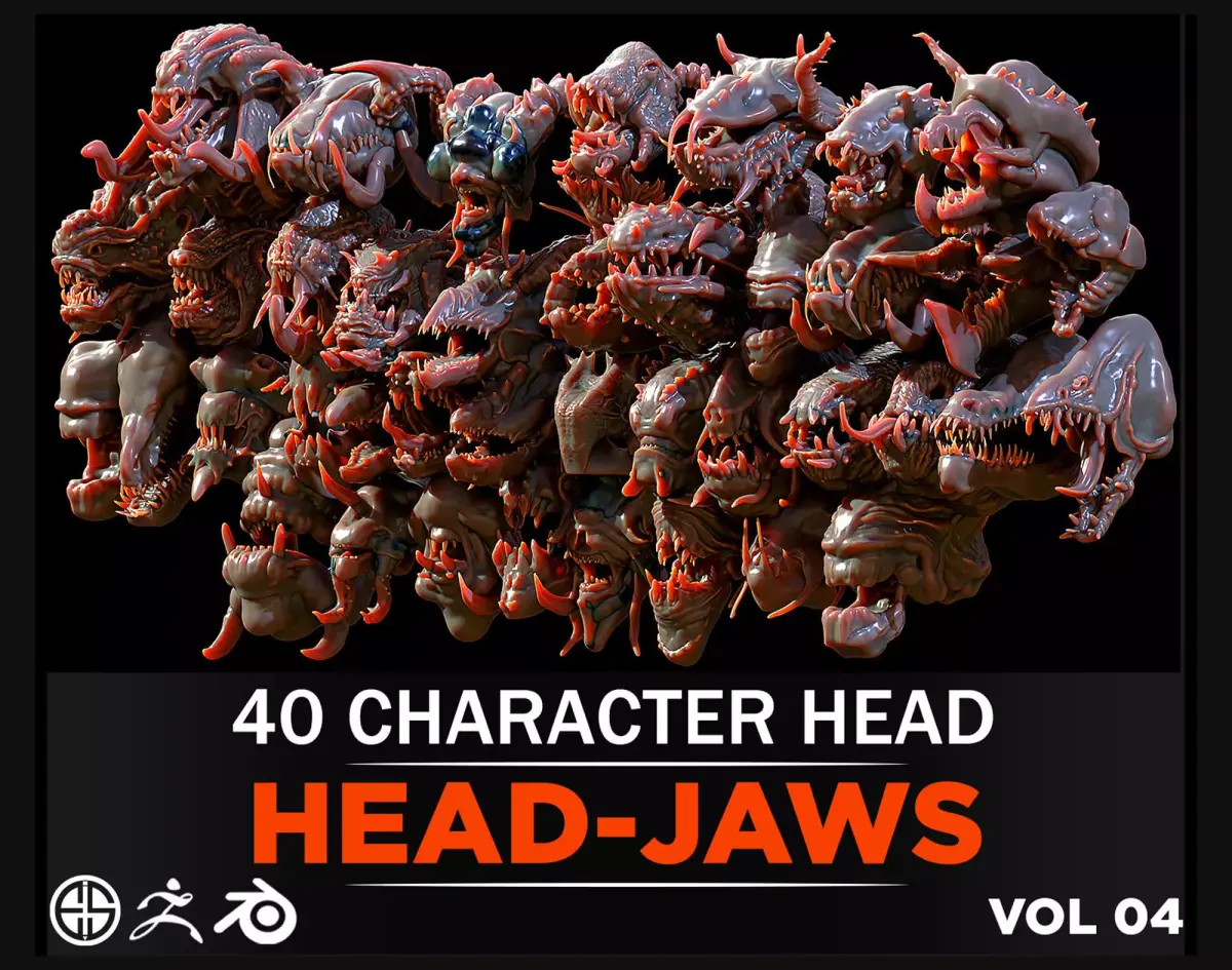 40 Jaws And Head-Creature And Character Head-Dragon-Vol 04 3D model