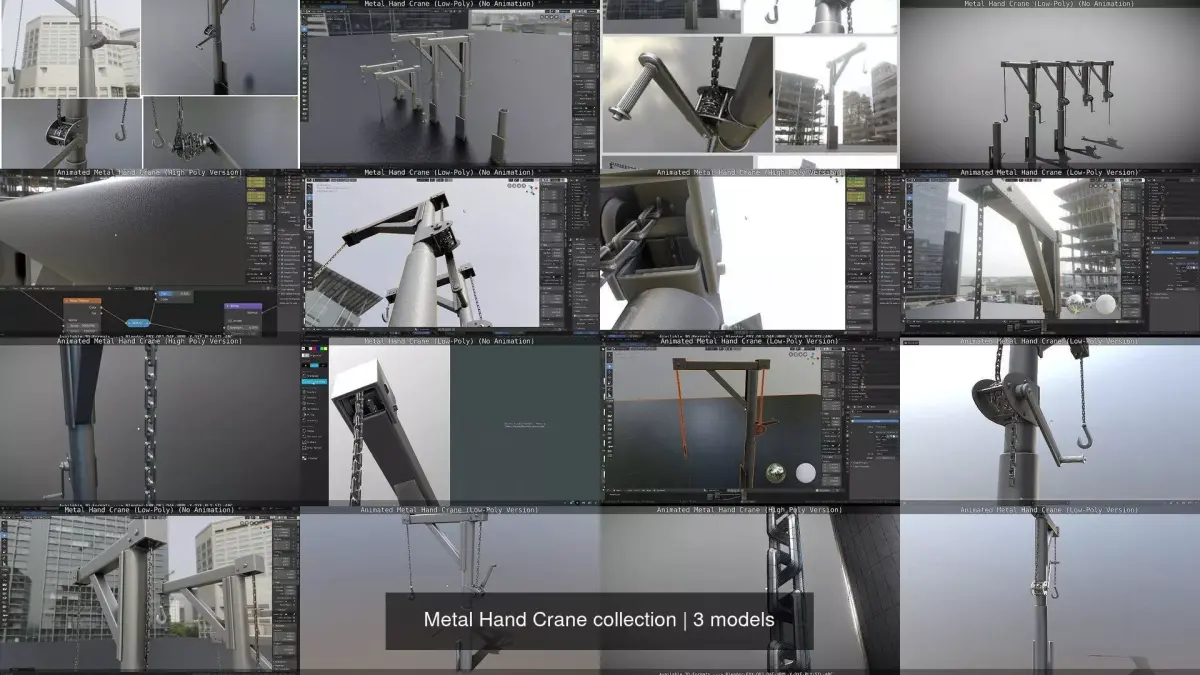 Metal Hand Crane collection 3D Model Pack