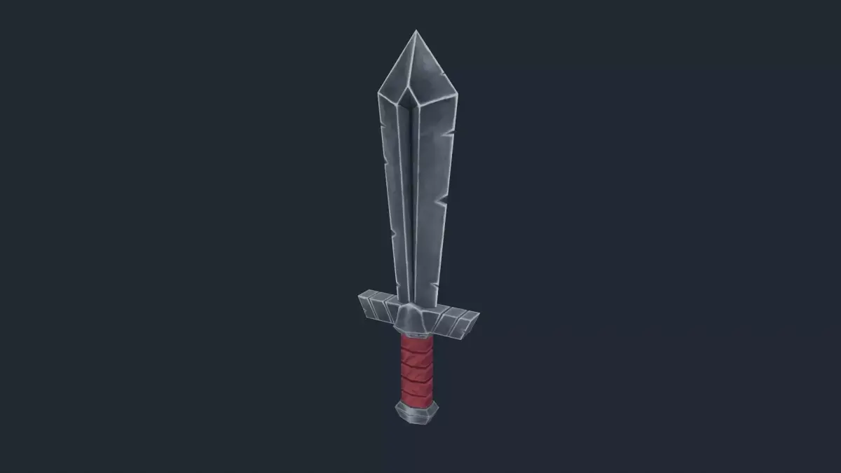 Handpainted Fantasy Medieval Simple Steel Sword  Free low-poly 3D model