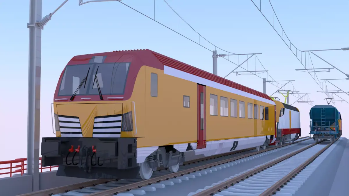 Bridge with passenger and cargo trains 3D model