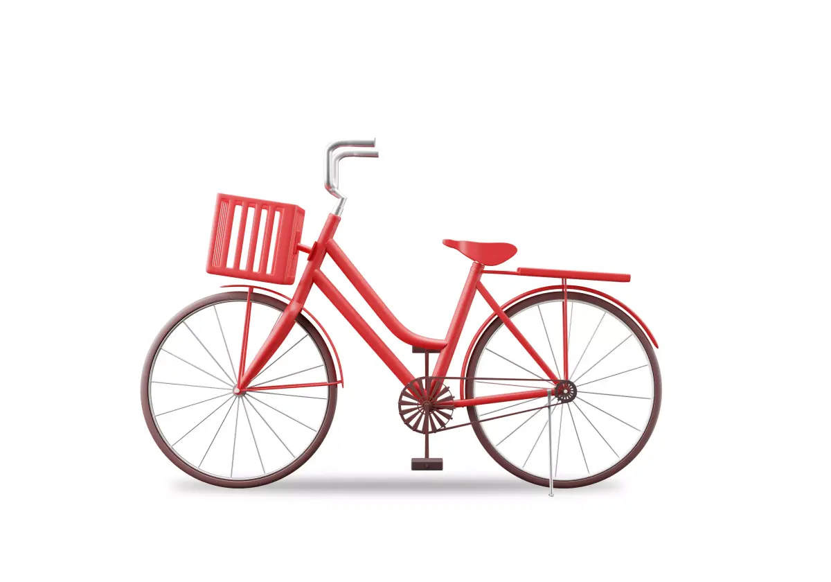 Women Cruiser Bike with Basket 3D Character Bicycle 3D low poly Low-poly 3D model