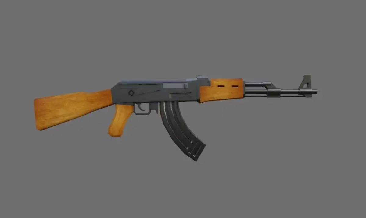AK-47 Rifle Light wood - Machinegun - Fuzil - Metralhadora Low-poly 3D model